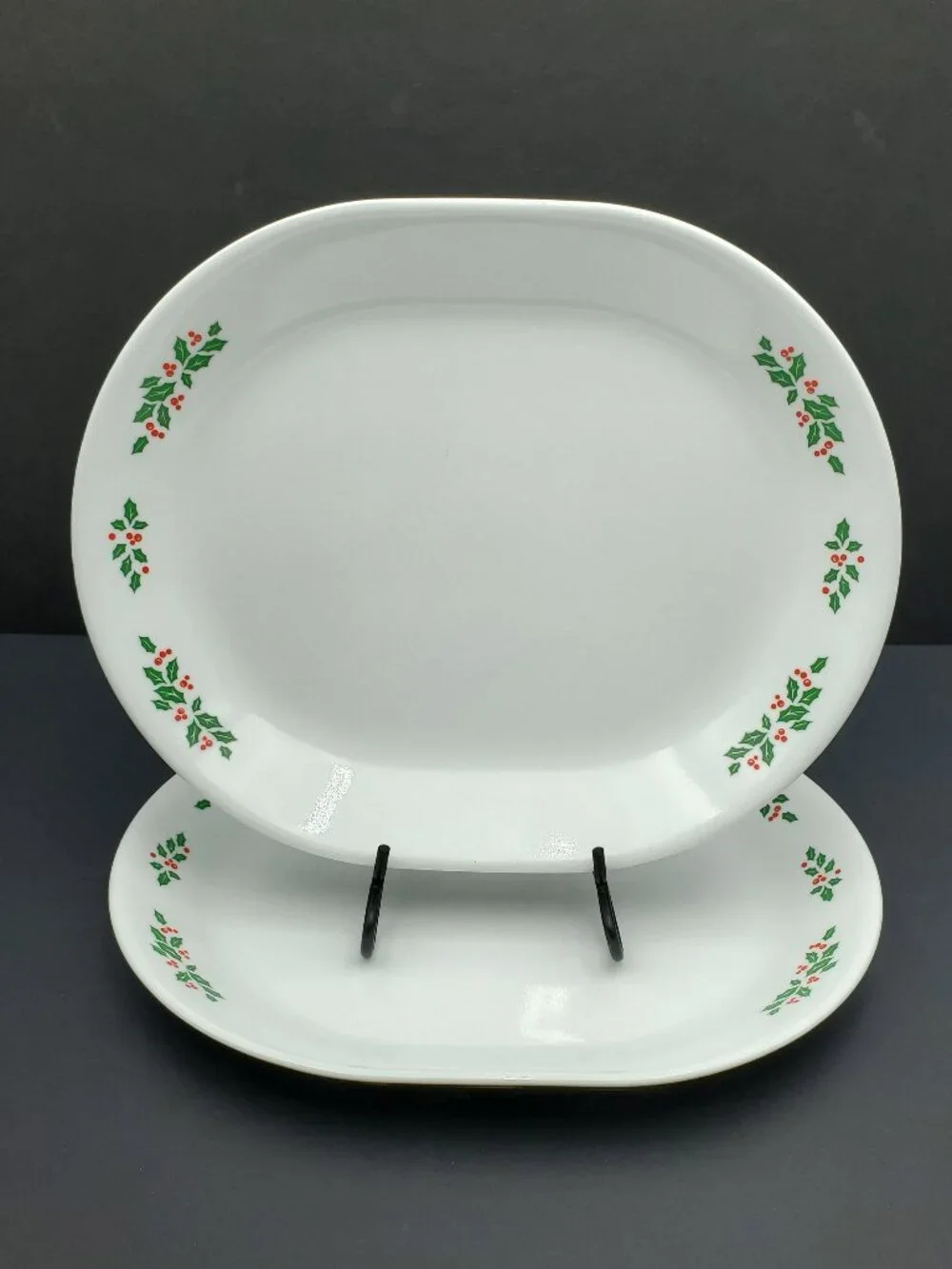 Corelle Winter Holly Platters Corning Christmas Holiday Oval Serving Plates